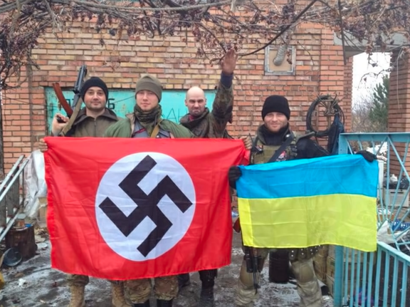 Smirking Hitler worshippers in Ukraine